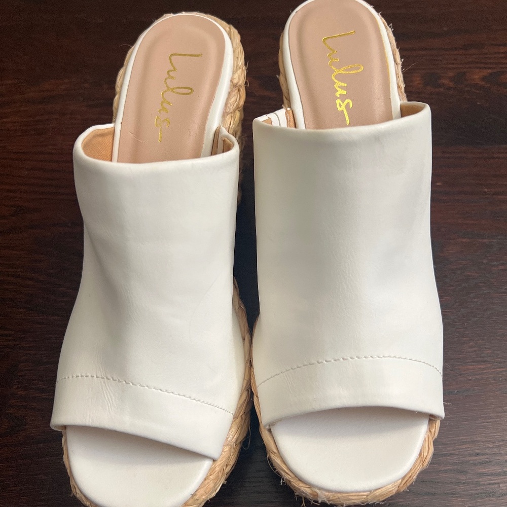 Lulus white mules